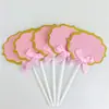 Pastel de Cumpleaños Toppers Temática Rosa Pequeña Princesa Hada Flor Nube Inserts Cumpleaños de Cien Días Arcoíris Escribible