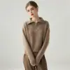 Suéter de Cachemira con Media Cremallera 2026 Otoño/Invierno Nuevo Estilo para Mujer Cuello Solapa Doble Hilo Grueso Capa Base Estilo Versátil Suéter Cálido