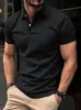 Nova Camisa Polo de Verão Fabricante Transfronteiriço Impressão Digital 3D Cor Sólida Casual Masculina Botão Gola Manga Curta 2026