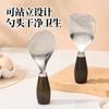 Acero Inoxidable 410 Transfronterizo Mango de Madera de Nogal Vertical Cuchara para Arroz Doméstica Ampliada Cabeza Redonda Anti-quemaduras Cuchara para Arroz de Cocina