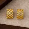 Brincos Quadrados de Design Europeu e Americano da Moda com Zircônia Incrustada Geométricos de Alta Qualidade para Mulheres Brincos Quadrados Nichados Vazados Atacado