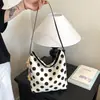 Bolso Cubo de Moda Transfronterizo Estilo Fresco Bolso de Hombro Versátil Casual para el Trabajo Bolso Cruzado de Tendencia Nicho con Lunares y Bloques de Color