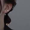 Pendientes de diamantes asimétricos huecos con destellos de amor, temperamento dulce, diseño de pendientes en forma de corazón de red de hadas súper, sentido de la marea