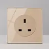 Painel de Tomada com Interruptor FLKL de Vidro Temperado Dourado Tipo Alavanca Reset 86 Embutido na Parede Interruptor para Hotel Casa
