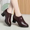 Elegantes Zapatos de Tacón Alto para Mujer, Temporada de Primavera Zapatos de Mujer con Corte Profundo Que Son Cómodos y Suaves, Zapatos de Una Sola Pieza con Superficie de Cuero, Zapatos de Trabajo, Zapatos de Cuero para Mujer, Zapatos de Mamá