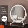 Espejo de Maquillaje LED de Escritorio con Luces para Uso en Casa, Espejo Inteligente para Tocador de Habitación de Niñas, Espejo de Mesa Giratorio