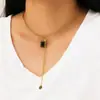 Moda Europea y Americana Cadena para Clavícula Esmeralda Lujo Accesible Cadena para Suéter de Diseño de Nicho Colgante de Circonita Verde Collar de Tirar