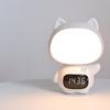 Lindo conejo de dibujos animados reloj de control remoto luz de noche de tres colores enchufable LED luz suave protección para los ojos temporizador luz de noche de enfermería
