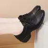 Nuevos Zapatos Planos de Encaje con Cordones y Escote Profundo para Estudiantes, Versátiles Mocasines Casuales con Tacón Bajo Grueso, Otoño 2026