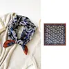 Lenço Quadrado Pequeno de Seda Retro Castanha 53 para Mulheres Estilo Coreano Lenço de Seda 100% Seda de Amora Lenço de Moda Geométrico Presente