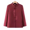 Elegante abrigo de lana de otoño para el banquete de bodas de la suegra, elegante top de lana rojo para mujeres de mediana edad y mayores en otoño e invierno, estilo chino