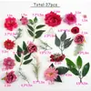 37 peças de grama aquática folha imitação boutique flor de crisântemo vermelho pêssego pacote de material de flor para grampo de cabelo produtos quentes Shein