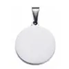 Pingente de plaquinha de identificação redonda externa em aço inoxidável, tag de identificação de metal, disco em branco para DIY, acessórios para joias, atacado