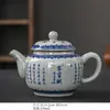 Tetera de Porcelana Azul y Blanca de Jingdezhen Qianli Jiangshan Juego de Té Kung Fu Juego de Té Cerámica Individual Hogareño Retro Para Beber Té Tetera Individual