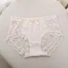 Calcinha Fio Dental Feminina Sexy Cor Sólida Renda na Borda Ajustada ao Corpo Amiga da Pele Cintura Média Laço Gancho Estendido Respirável Confortável