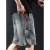 2025 Shorts de Mezclilla Sueltos Personalizados con Cordón Estilo Retro Americano para Hombre Verano Nuevo Estilo Pantalones de Cinco Puntos Sueltos Elegantes