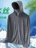 Ropa de Protección Solar Unisex de Malla de Seda de Hielo, Estilo Cortavientos con Capucha de Verano, Chaqueta Transpirable para Pesca al Aire Libre con Protección Solar