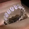 Anillo de Venta Caliente Transfronterizo Estilo Europeo y Americano Anillo de Mujer de Zirconia de Lujo Lleno de Diamantes Anillo de Diamante Anillo de Compromiso Joyería de Banquete