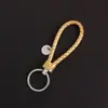 Chaveiro Personalizado de Corda de Couro Preto Argola de Chaveiro de Corda Trançada Argola de Metal Corda para Chave de Carro de Couro Pequenos Presentes para Homens e Mulheres