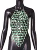 AYJ2026 Novo Estilo Europeu e Americano Transfronteiriço Metal Acrílico Pedra Preciosa Corrente Sexy Costas Nuas Regata Feminina Y2137
