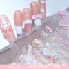 Nuevos stickers de relieve para uñas de verano con lazo lindo, 3D, de gelatina, amor de cereza, patrón pequeño, stickers de armadura trasera