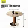 Mesa Redonda Estilo Antigo com Tampo de Pedra, Design Simples para Uso Doméstico, Adequada para Apartamentos Pequenos, Mesa de Jantar Redonda para Reuniões, Mesa de Jantar e Cadeiras Modernas, Madeira Maciça
