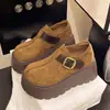 Zapatos Birkenstock para mujer bajita con plataforma de suela gruesa para aumentar altura, nuevos de otoño 2026, mocasines completamente cerrados, zapatos de cuero para mujer con hebilla