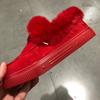 Suelas de poliuretano invierno punta redonda suela gruesa terciopelo acolchado cálidas zapatos de algodón botas de nieve para mujer zapatos Bean comercio exterior talla grande