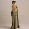 Comercio Exterior Europeo y Americano Primavera Nueva Ropa de Mujer Elegante y con Estilo Vestido de Noche Falda Larga Sexy Ajustado al Cuerpo Vestido sin Espalda con Cintas
