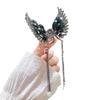 Nueva Horquilla de Mariposa de Cristal Chino para Mujer Retro Parte Trasera Semi Recogido Clip para el Cabello Borla de Paso Clip Tiburón Horquilla
