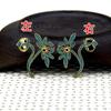 60458-1 Estilo Antiguo de Cobre DIY Base de Cobre Pintura al Óleo Cloisonné Hecho a Mano Pasador Rama de Flor Material Simétrico Accesorios 26*29mm