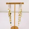 Pendientes de Borla con Lentejuelas Doradas y Circonita Brillante, Pendientes Exagerados Personalizados de Alta Gama, Pendientes Únicos y Versátiles para Mujeres