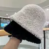Sombrero de Pescador Grueso de Invierno de Doble Cara Sombrero Cubo de Lana Sombrero de Copa de Lana Cachemir Sombrero de Felpa de Lana de Cordero de Otoño para Mujer