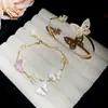 Asas de Borboleta Névoa de Pêssego~Pulseira Borboleta de Zircônia Estilo Coreano Pulseira Doce Estilo Design de Nicho Joia de Luxo Leve Sensação de Alto Padrão