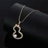 Nuevo Conjunto de Pendientes, Collar y Anillo de Calabaza Hueca Estilo Chino, Pendientes Retro de Lujo Ligero de Gama Alta de Nicho
