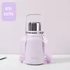 Botella de agua aislada de acero inoxidable 316, gran capacidad, con asa, adecuada para hombres y mujeres, estudiantes y uso al aire libre, portátil con correa, botella de agua de gran capacidad
