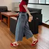 Jeans Wide-Leg Plus Size para Mulheres, Estilo Fino de Verão, Novo Modelo 2026, Emagrecedor para Figuras Curvilíneas, Calças Retas Estilo Retro Americano