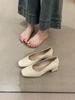 Zapatos Planos de Piel Suave con Tacón Grueso y Punta Cuadrada para Mujer 2025 Otoño Zapatos de Trabajo Tacones Altos Negros para el Trabajo Ropa de Trabajo Profesional Zapatos de Mujer