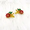 Nuevo Estilo Fresco Lindo Exquisito Color Circonia Flor Diseño de Moda Entrada Lujo Nicho Pendientes de Broche de Plata 925