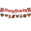 Novo Conjunto de Decoração de Festa de Aniversário com Estampa de Leopardo Cereja Transfronteiriça Bandeira de Leopardo Vermelho Decoração Suspensa em Disco Espiral Bolo