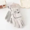 Luvas de Esqui de Inverno Femininas com Veludo e Espessamento, à Prova de Vento, Frio e Quentes, Luvas de Algodão de Cinco Dedos Impermeáveis para Montanhismo com Tela Sensível ao Toque
