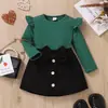 Ropa infantil al por mayor transfronteriza para niñas, conjunto de falda larga con lazo de nuevo estilo para bebé niña