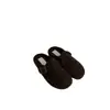 Zapatos de media pantufla para mujer estilo Birkenstock, color gris, punta cerrada, suela gruesa, versátiles, estilo retro, forro de forro polar, colección otoño/invierno 2025