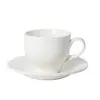 Atacado Pure White Creative Simple Coffee Cup e Pires Set Cerâmica Copo Talheres Domésticos Copo de Café LOGO