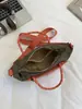 Bolso de mano a cuadros color block estilo workwear, diseño retro de patchwork naranja y verde, versátil para viajar y uso casual, bolso de hombro