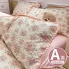 Juego de cama de cuatro piezas Clase A hecho de algodón puro tipo puff, sábana y funda de edredón estilo ins frescas y delicadas con borde de concha, juego de tres piezas para dormitorios de estudiantes
