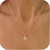Cadena de Cuentas Redondas Colgante de Letra de Acero Inoxidable Versátil Simple Casual Collar para Mujer Joyería Aleación