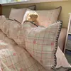 Conjunto de Roupa de Cama de Gaze Dupla Classe A Quatro Peças Modelo Novo 2026 Capa de Edredom Lençol de Cama de Algodão Gaze Capa de Edredom Conjunto de Três Peças para Dormitório Estudantil 4