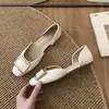 Zapatos planos de moda con hebilla cuadrada hueca para mujer, sandalias poco profundas de punta abierta, zapatos Mary Jane sin cordones, zapatos de estilo francés para el trabajo
