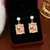 Aretes Franceses Vintage de Goteo de Aceite Flor Tridimensional Amor Jardín de Monet Mori Dulces Femeninos Elegantes para Mujer